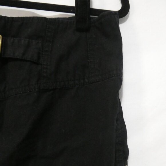 H&M | size 8 | Elegant Black Cotton Mini Skirt | Button Front | Buckle Back - Picture 11 of 14